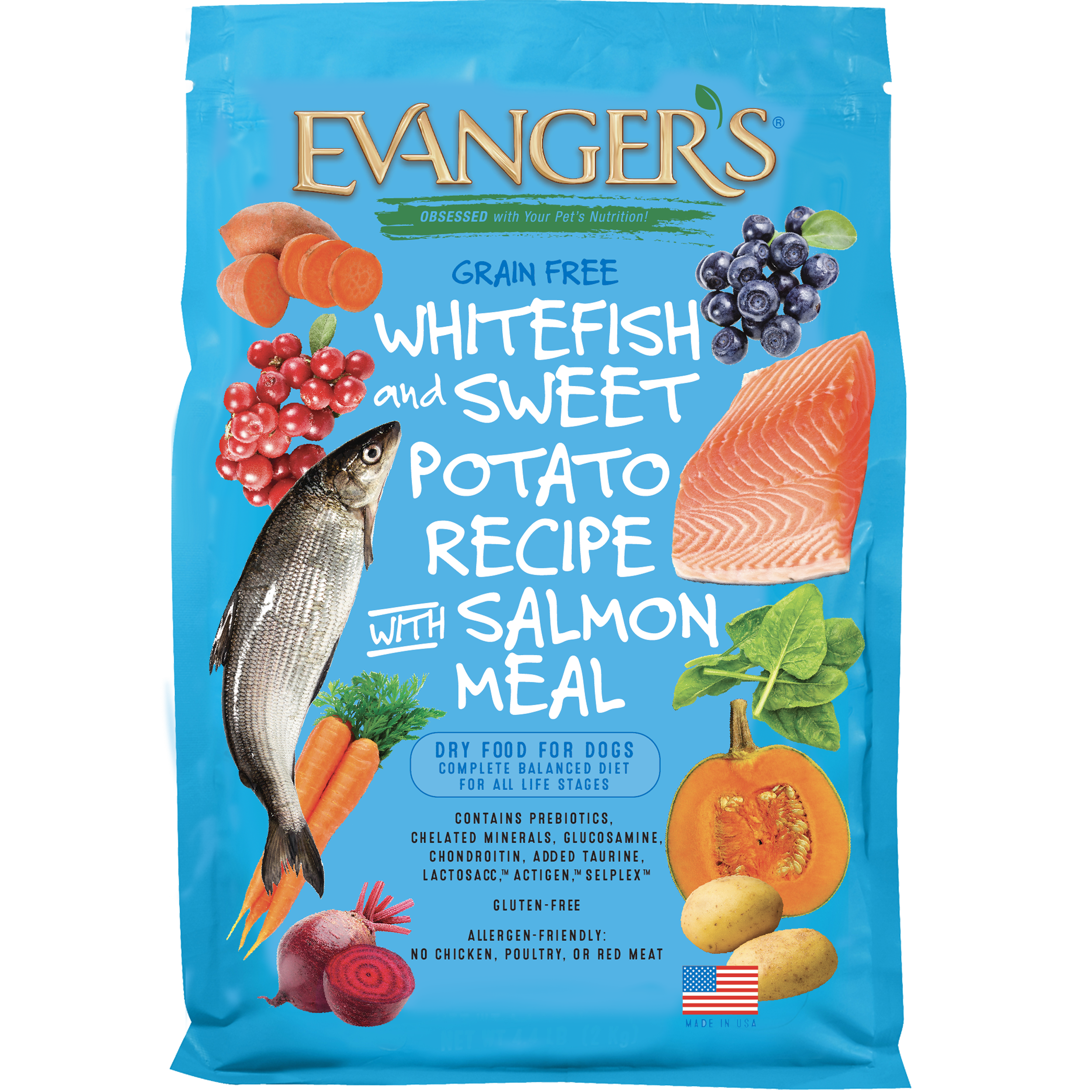 Evanger's Dog Kibble - GF Whitefish & Salmon Meal 30 lb